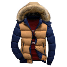 Load image into Gallery viewer, Mens Two Tone Puffer Jacket with Removable Hood