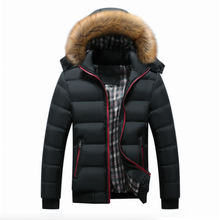 Load image into Gallery viewer, Mens Two Tone Puffer Jacket with Removable Hood