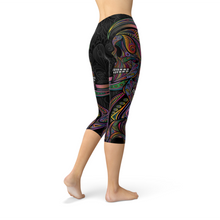 Load image into Gallery viewer, Womens Sugar Skull Capri Leggings