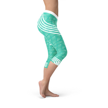 Load image into Gallery viewer, Turquoise Sports Capri Leggings