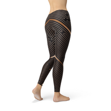 Load image into Gallery viewer, Womens Striped Lines Sports Brown Leggings
