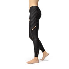 Load image into Gallery viewer, Womens Sports Stripes Black Leggings