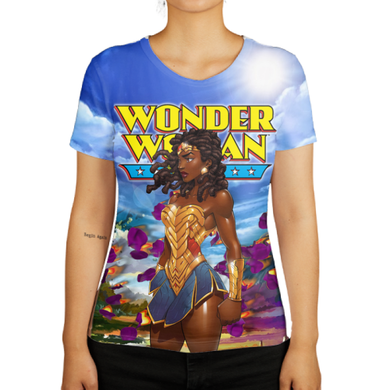 Wonder,Tshirt,T-Shirt,Gold Series,Cartoon,Black Girl,Black,Wonder Woman,All Over,MOQ1,Delivery days 5
